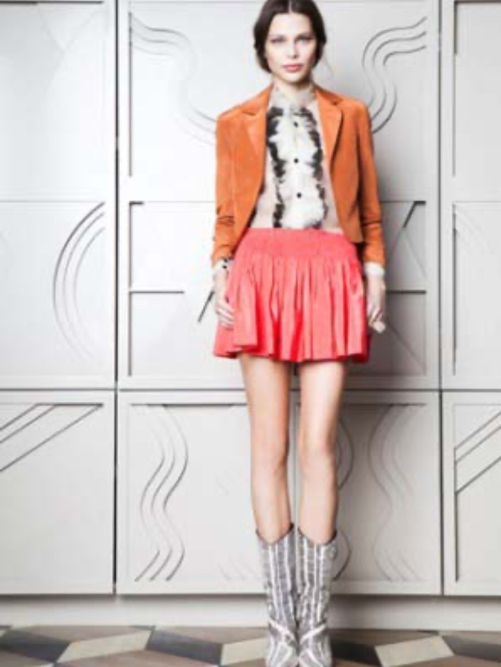 KELLY WEARSTLER Coral Poplin Mini Skirt